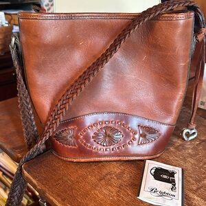 Brighton Brown Leather Zipper Purse 10x8.5